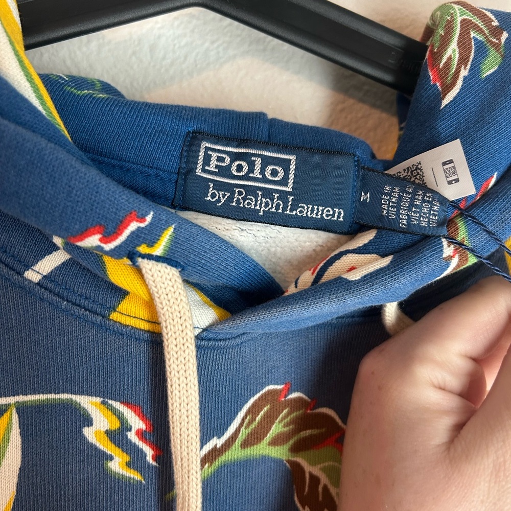 Men’s Polo Ralph Lauren Hoodie Azure Sail Blue Sailboat-Floral Fleece Size M - Picture 5 of 7